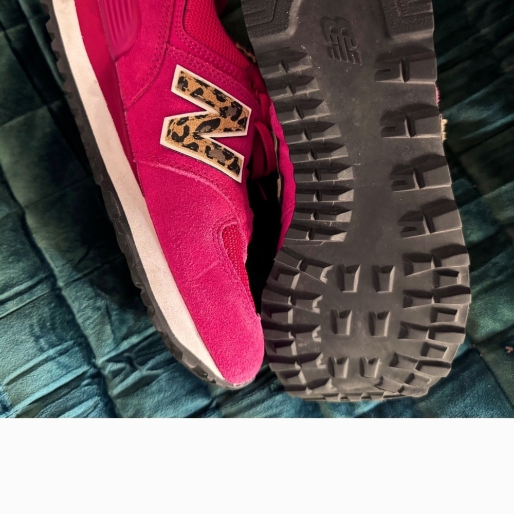 New Balance Red Sneakers with Leopard Accent